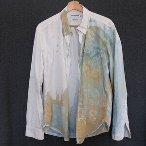 American Apparel M Men’s Cyanotype Painted White Button Down Shirt